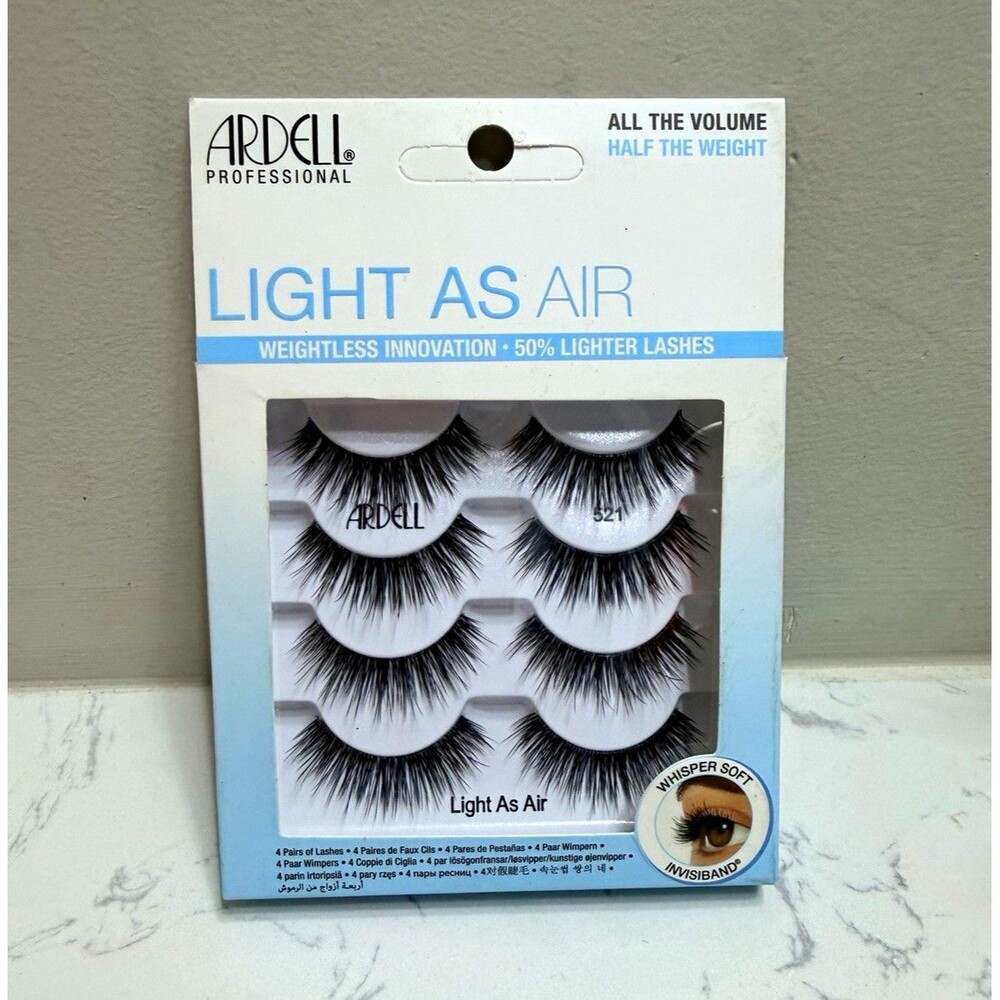 Ardell Light As Air 521 Strip Eyelashes Invisiband Full Volume Black 4 Pairs